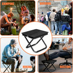 Portable Pocket Camping Chair,Ultralight Foldable Camp Stool with Compact Carry Bag, Heavy-Duty 220LBS Capacity for Outdoor Hiking, Fishing, Travel (Black)