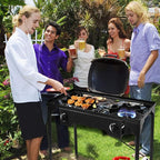 GYMAX Camping Stove, 2 Burner Propane Camp Stove w/Detachable Legs, 150,000-BTU Output, 20 PSI Regulator & CSA Certification, 30’’ Outdoor Stove, High Pressure Propane Burner for BBQ (2 Burner)