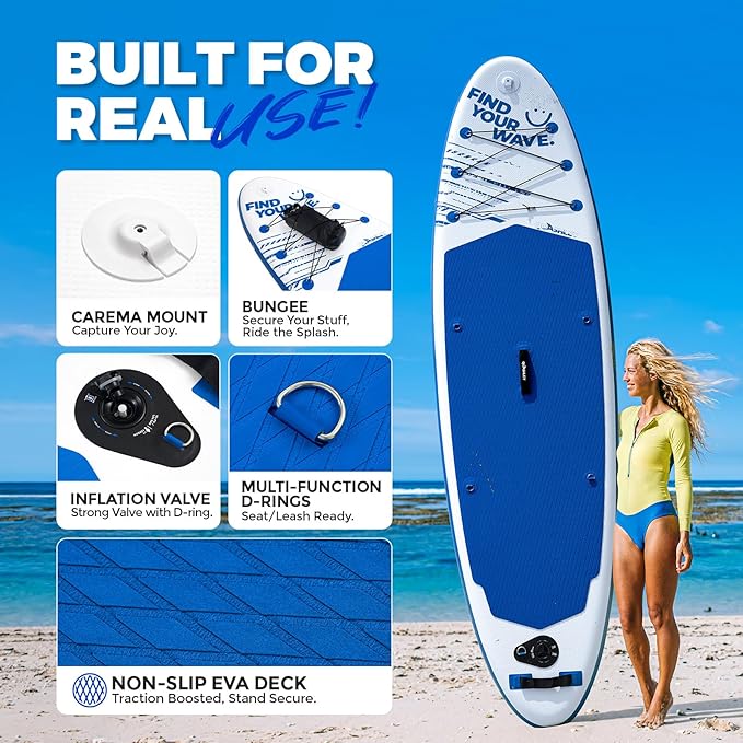 Quashley Inflatable Stand Up Paddle Board,10-11ft Inflatable Paddleboards 32/34 Inch Wide,All Around SUP for Beginners with Lightweight Paddle,Hand Pump,Backpack,Leash,Durable & Portable iSUP Board