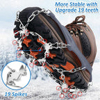 WIN.MAX Crampons for Shoes, Traction Cleats Ice Snow Grips with 19 Stainless Steel Spikes, Shoe Talons Anti - Slip Boots Spikes for Walking, Jogging, Climbing and Hiking