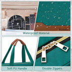 Wedama Toiletry Bag for Women, Hanging Travel Toiletry Bag with Jewelry Organizer Compartment Large Makeup Bag, PVC Waterproof Cosmetic Travel Bag Trips Camping Bathroom, Green+Brown