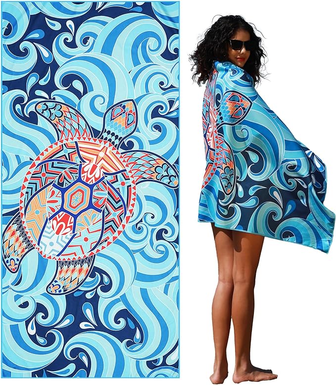 Microfiber Lightweight Thin Beach Towel Sand Free Quick Dry Absorbent Compact Towels for Swimming Pool Camping Beach Accessories Large Easy Pack Travel Things for Vacation Essentials Gift Adult