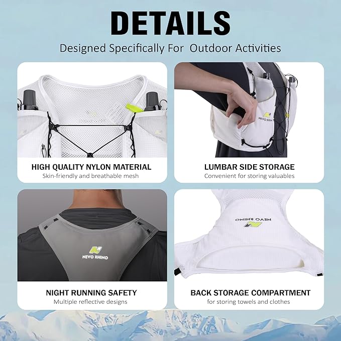 Running Hydration Vest for Women Men, Lightweight Water Vest with 2 TPU 250ML Soft Flask, Adjustable Chest Straps Runners Vest for Trial Hiking Cycling Jogging Marathon