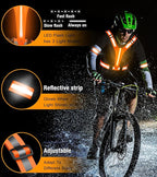 Led Light Up Running Vest Reflective Vest for Runners Night Walking, Rechargeable LED Reflective Running Vest High Visibility with Adjustable Waist/Shoulde, Reflective Armband for Women Men