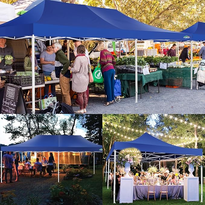 COBIZI 13x26 Pop up Canopy Tent 13x26 Canopy with 6 Sidewalls Waterproof Heavy Duty Commercial Canopy Tent for Parties Outdoor Garden Gazebo, Carry Bag with Wheel(13x26ft, Dark Blue)