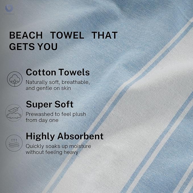 Cotton Turkish Beach Towel with Towels Oversized 36"x72" Pool Absorbent Extra Large Quick Dry Sand Travel Towel (Mix, 6 Pack)