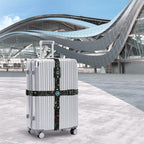 Travelkin Luggage Straps TSA Approved - Adjustable Cross Suitcase Straps with TSA Lock, Reinforced Buckle, Unique Pattern - Secure Heavy Duty Luggage Straps for Travel (Air Line Black)