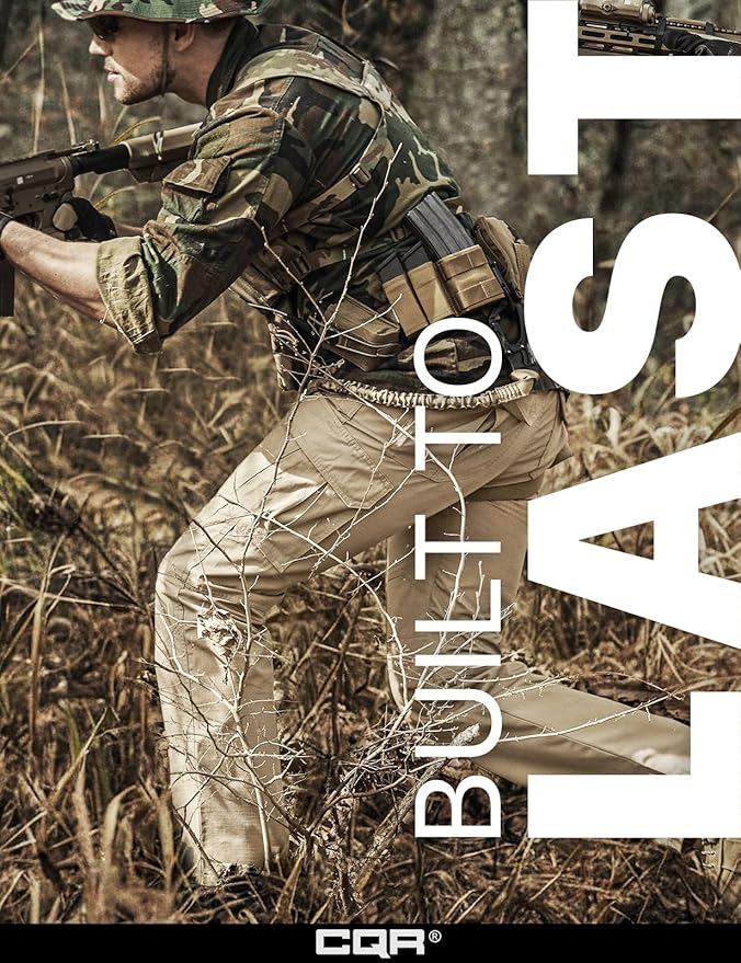 CQR Men's Tactical Pants, Water Resistant Ripstop Cargo Pants, Lightweight EDC Work Hiking Pants, Outdoor Apparel