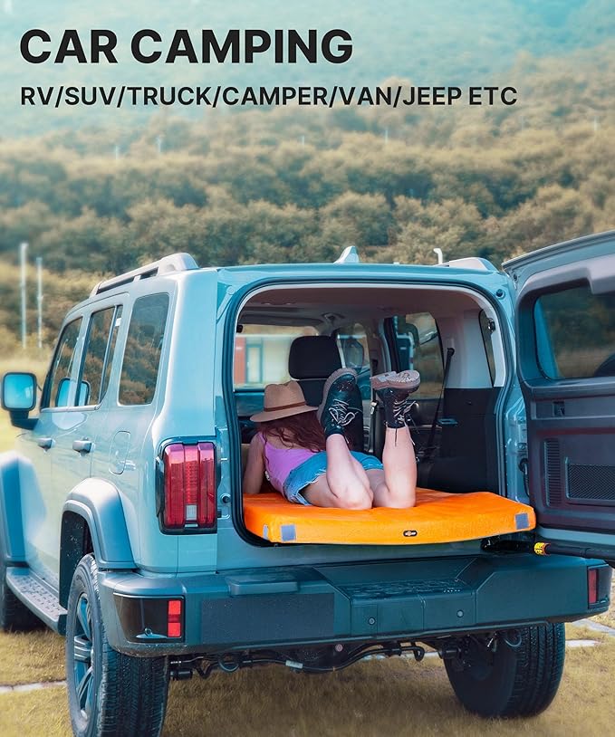 3 Inch GAIALOOP Thick Memory Foam Camping Mattress Sleeping Pad [Car/Tent/Cot] Glamping Portable Floor Mat Roll Up Futon Mattress for Guests Sleepover