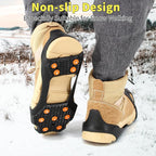 Non-Slip Ice Cleats Snow Grips, Strong Traction Crampons 11 Steel Studs, for Shoes and Boots, Snow Ice Walking