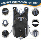 15L Hiking Backpack - Small Lightweight Packable Daypack Travel Outdoor Foldable Shoulder Bag Camping Hiking Backpack for Women Men - Black