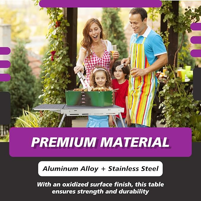 supregear Outdoor Camping Foldable Table, Portable Durable Picnic Table, Easy Setup Aluminum Alloy Frame, Ideal for Grill, Garden, Dining, BBQ, Party