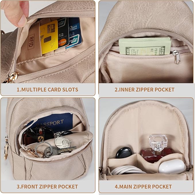 Crossbody Bags for Women Anti Theft Vegan Leather Sling Bag RFID Blocking Chest Bag for Travel