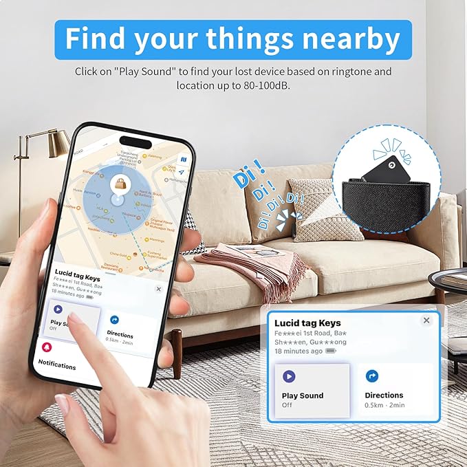 Smart Air Tracker Tag [Apple MFi Certified]- Compatible with Apple Find My (iOS only), Bluetooth Tracker Smart Card Wallet Finder with Wireless Charging, 0.11in Slim, Item Locator for Luggage Tags.