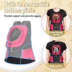 WOYYHO Pet Dog Carrier Backpack Small Dog Front Backpack Ventilated Mesh Dog Travel Back Pack with Safety Belt for Travel Hiking Cycling Outdoor Adventures (Size L: 10-14 lbs, Rethink Pink)
