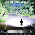 Rechargeable Flashlights 90,000 High Lumens - 2 Pack, Super Bright LED Flashlight Rechargeable with 5 Light Modes, High Powered & IPX7 Waterproof Flash Light for Camping, Home