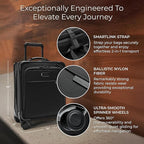 Briggs & Riley Compact 19" Carry-On Expandable Spinner - Carry On Luggage for Travel, Suitcases with Wheels, Softside Rolling Bag for Men & Women, Garment Panels - Baseline Collection, Black