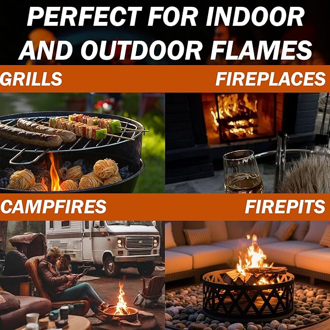 Fire Starters – 50 Natural Fire Starter Pieces for Fireplace, Wood Stove, Campfire, BBQ, Pizza Oven, Fire Pit & Smoker – Safe Charcoal Starters for Grill & Pellet Stove