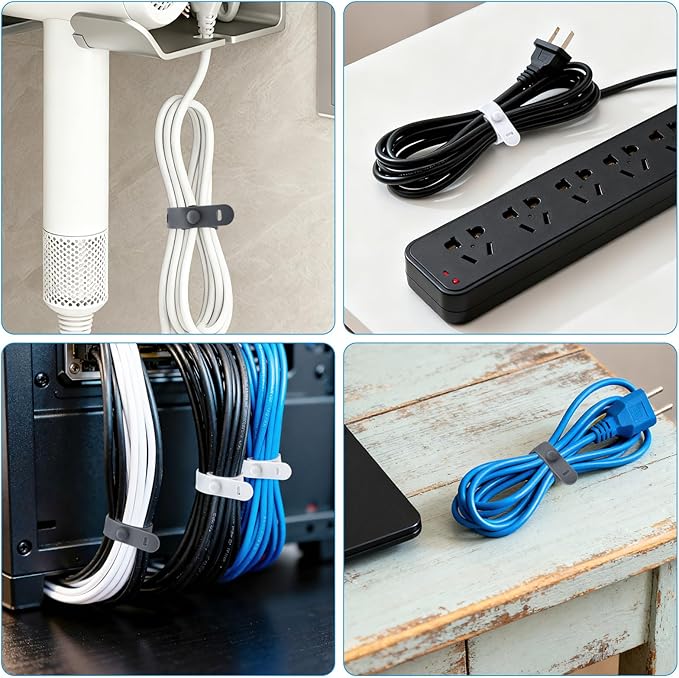 30 Pcs Silicone Cable Ties, Cord Organizer Ties, Cord Ties Reusable, Cord Wrap Cable Organizer 5Inch Cable Management (6 Color) Cbfoeyk