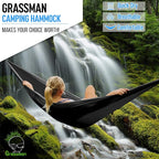 Grassman Camping Hammock Double & Single Portable Hammock with Tree Straps, Lightweight Nylon Parachute Hammocks Camping Accessories Gear for Indoor Outdoor Backpacking, Travel, Hiking, Beach