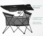 Lightweight Portable Fabric Camping Table with Cup Holders - Fold Up Beach Side Table with Large Storage Basket, Collapsible & Compact for Fishing Outdoor Picnic, 29.2" W x 21.7" D (Black)