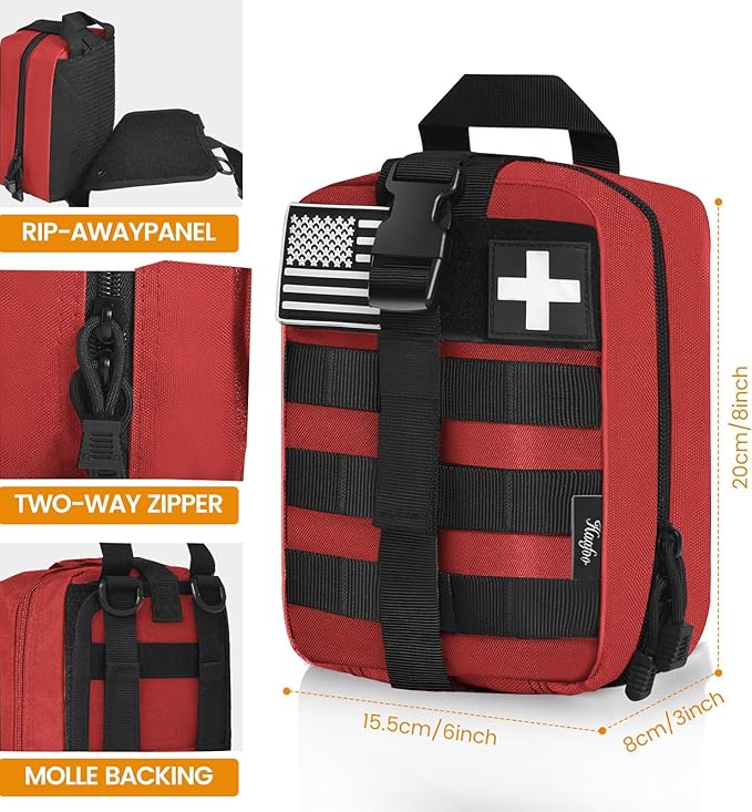 Medical Molle Pouch Tactical - 1000D Nylon First Aid Pouch, Big Capacity EMT Pouch Utility, Heavy Duty Military Grade Rip-Away Ifak Pouch for Home and Outdoor Activities（Bag Only