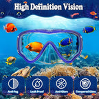 U PHITNIS Kids Snorkel Set for Age 4-14 - Dry Top Snorkeling Gear for Kids Junior & Youth - Childs Diving Mask with Big Eyes for Boys Girls - Anti-Fog Snorkeling Mask and Snorkel Set