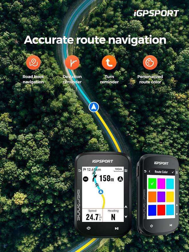 iGPSPORT BSC200S GPS Bike Computer, Wireless Route Navigation 2.4'' Screen Bluetooth ANT+ Cycle Computer IPX7 Waterproof