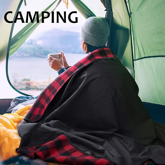 Tirrinia Large Waterproof Outdoor Blanket, Soft Warm Windproof Stadium Blanket with Sherpa Fleece and Foldable for Outdoor Sport, Baseball, Football, Beach, Concerts, Car