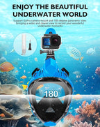 VGKE Full Face Snorkel Mask for Adults, 180 Degree HD Panoramic View Snorkeling Gear with Waterproof Phone Pouch, Anti-Leak & Anti-Fog, Breathe Freely Suitable for Men/Women