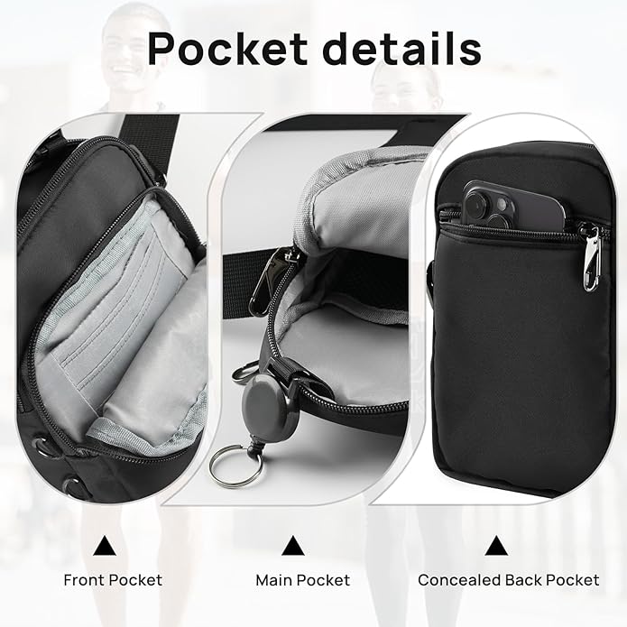 VADOO Sling Bag for Men Women, Anti Theft Crossbody Shoulder Bag with Zipper Lock, RFID Blocking & Waterproof for Travel