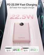 Mini Portable Charger with Built-in Cables 22.5W Fast Charging Power Bank USB-C Small Battery Pack 10000mAh Travel Essential Slim Battery for iPhone 17/16/15/14, Samsung 25/24, and More