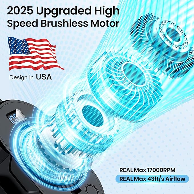 2025 AI Portable Waist Fan 12000mAh with Filter, MAX 17000RPM Powerful 5 Speeds, 40H Cooling, Rechargeable Belt Fan with Power Bank&LED Light, Wearable Shirt Fans Clip On for Outdoor Jobsite Travel