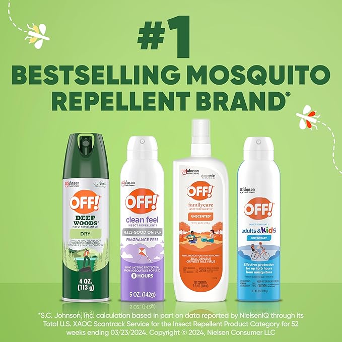 OFF! Deep Woods Insect Repellent Aerosol, Dry, Non-Greasy Formula, Bug Spray with Long Lasting Protection from Mosquitoes, 4 Oz, 2 Count