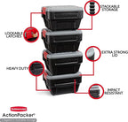Rubbermaid® ActionPacker®️ 8 Gal Lockable Storage Box Pack of 4, Outdoor, Industrial, Rugged, Grey and Black