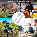 2 in 1 Titanium Spoon and Fork Combo Backpacking Utensils Lightweight Eco-Friendly Spork for Camping Backpacking Hiking Travel etc (2 Pack)