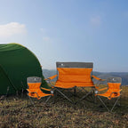 Camping Chair Set of 3, Outdoor Folding Camping Chairs for Heavy People with Cup Holder & Carry Bag,Collapsible Chair Include One Sofa Chair and Two Single Chair,Support up to 500lbs