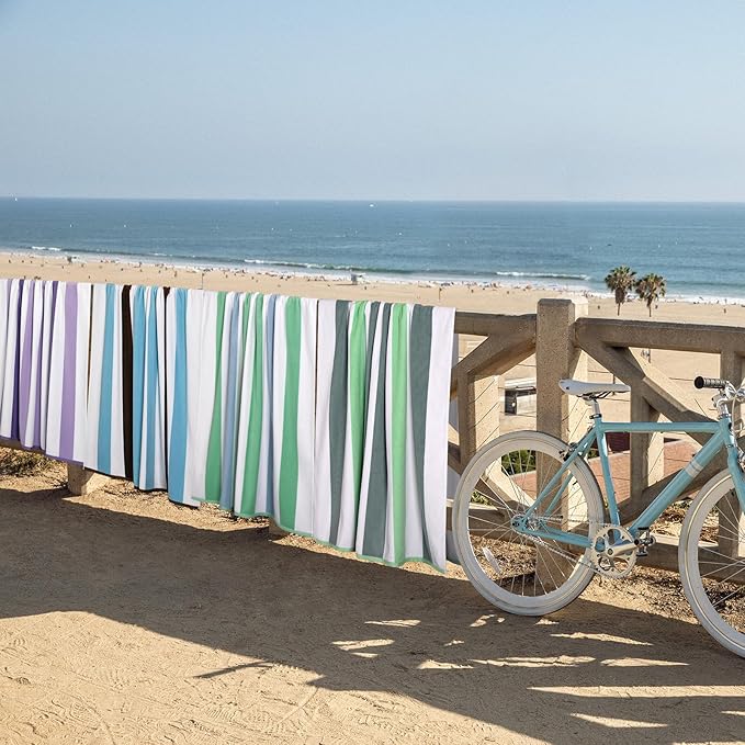 Bornbay Large Beach Towel Oversized - 40"X70" Big Cute Beach Towels, Extra Large Thick Green Pool Towel, XL Beach Towel Oversize, Giant Striped Cotton Towel for Adults