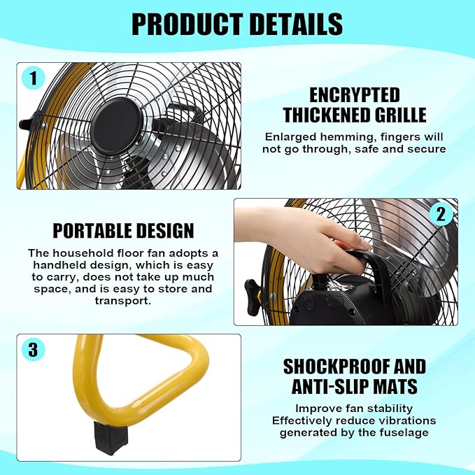 14 Inch Solar Panel Powered Fan, 2 in 1 Solar Panel or AC Charger Powered Fan 12W 9V Portable for Chicken Coop Greenhouse Household Exhaust Camping Travel Outdoor(Yellow)