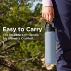 ThermoProof Double-Walled Vacuum Insulated Stainless Steel Water Bottle - Wide Mouth with Chug & Spout Lids, Dishwasher Safe, Reusable, Leakproof, Hot & Cold for Men, Women & Kids - 22oz, Cool Gray