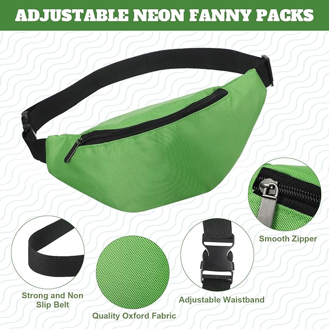 Saintrygo 20 Pcs Neon Fanny Pack Bulk, 90s 80s Fanny Pack Adjustable Waist Bags, Vintage Bag, Oxford Cloth for Workout Traveling Running Bachelor Party Favors Women Men(Dark Color)