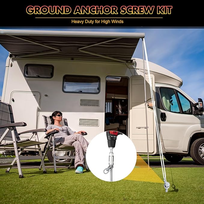 Zhengmy 24 Pcs Ground Anchors Screw in, 12 Inch Heavy Duty Tent Stakes with Trampoline Anchor Hook Ground Stakes for Camping Tent Canopies Ports Sheds Swing Sets Securing Animals (Silver)