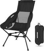 MARCHWAY Lightweight Folding High Back Camping Chair with Head Support, Stable Portable Compact for Outdoor Camp, Travel, Beach, Picnic, Festival, Hiking, Backpacking (Highback Black)