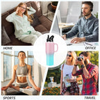 32oz 40oz Insulated Water Bottle with Handle, 32oz tumbler with Straw & Spout Lid for Hot 24h & Cold 48h, Stainless Steel Leakproof Hydro Travel Mug Flask, Purple Tumbler Cup Fits in Car Cup Holder