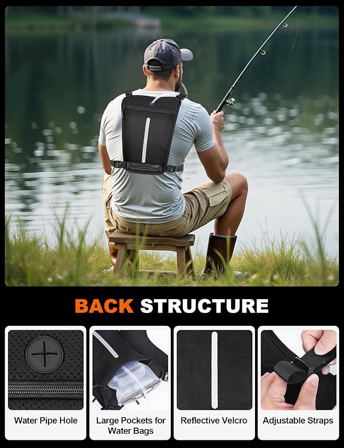 Chest Bag for Men with Expandable Accordion Structure, Running Vest for Outdoors, Chest Pack for Cycling, Hiking