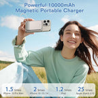 Magnetic Power Bank 10000mAh, Wireless Portable Charger with 15W Max Fast Charging & Built-in USB-C Cable, 22.5W PD LED Display Battery Pack Compatible with iPhone 17/16/15, Samsung Galaxy(white)