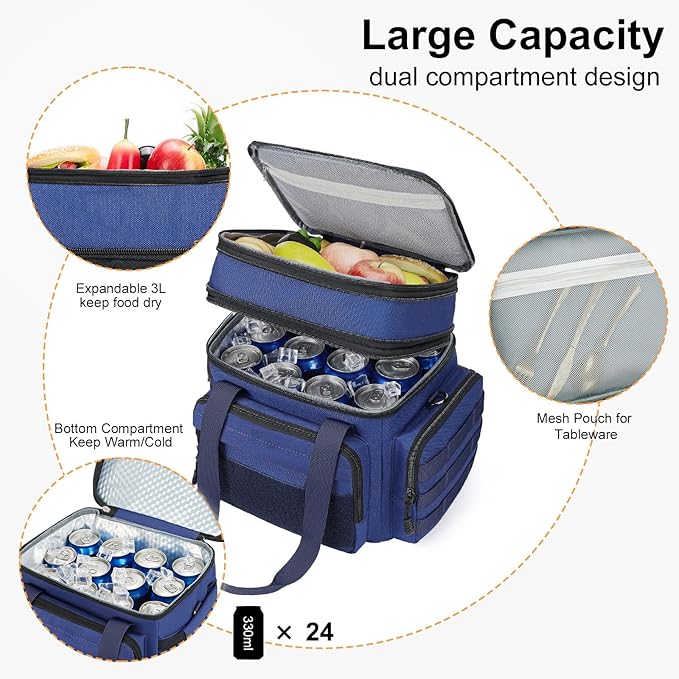 Large Lunch Box Bag for Men - Tactical Insulated Lunch Bag Adult - Thermal Lunchbox Leakproof Waterproof Cooler Bag for Work Office Camping Travel