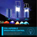 Lichamp LED Camping Lantern, 4 Pack Battery Powered Flashlight for Power Outages, Portable Collapsible Hanging Light Essential for Home, Outdoor, Emergency Lamp Survival Kit Gear for Hurricane, Blue