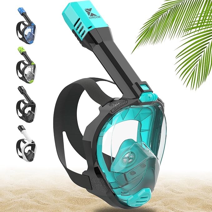 Khroom Full Face Snorkel Mask for Adults | New Valve Tech for Easy Breathing | 3X Larger Air Intake | Leak-Proof & Anti-Fog | Premium Snorkel Gear | Scuba Mask with Action Cam Mount