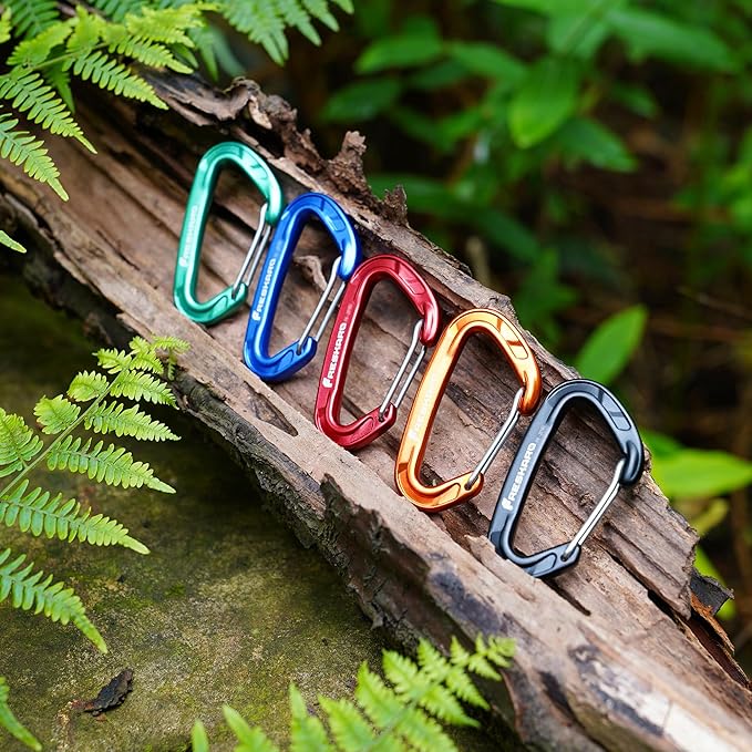 FresKaro 15kN-3372lbs Heavy Duty Wiregate Carabiners, Reliable Time-Tested Stainless Steel Spring Gate, for Camping, Hiking, Hammocks, Backpacking, Dog Leash etc., 3.15inch